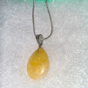 Hippie Boho Citrine Tear Drop Silver 24” Neck…